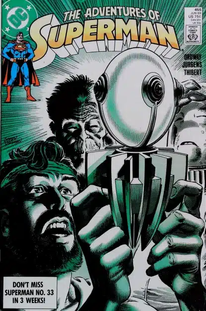 Couverture de ADVENTURES OF SUPERMAN #455 - par Jerry Ordway - lecubeacomics.com