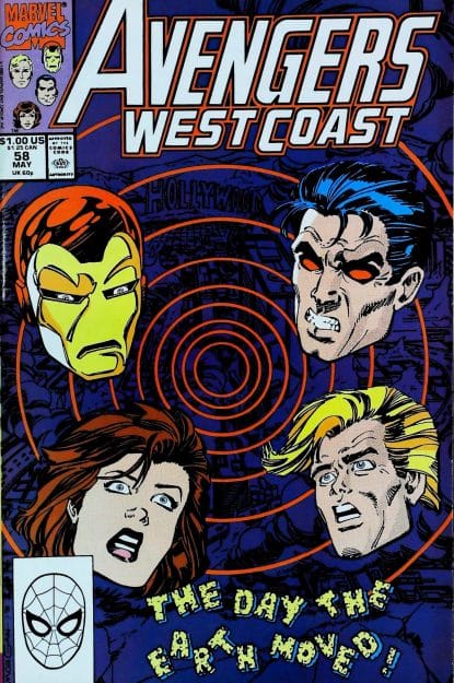 Couverture de AVENGERS WEST COAST (1985) #58 - par Tom Morgan - lecubeacomics.com