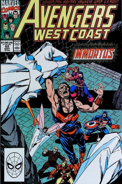 Couverture de AVENGERS WEST COAST (1985) #62 - par Paul Ryan - lecubeacomics.com