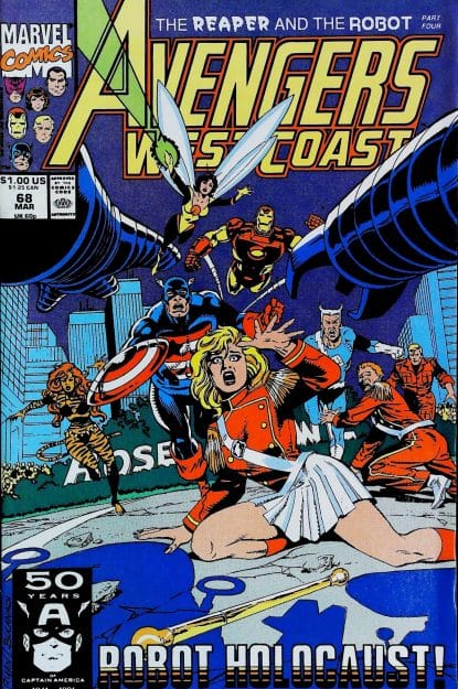 Couverture de AVENGERS WEST COAST (1985) #70 - par Tom Morgan - lecubeacomics.com
