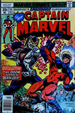 Couverture de CAPTAIN MARVEL (1968) #55 - par Bob McLeod - lecubeacomics.com