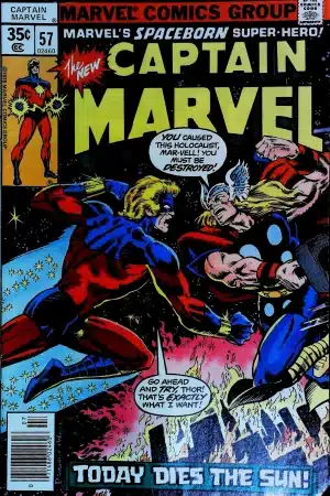 Couverture de CAPTAIN MARVEL (1968) #57 - par Pat Broderick - lecubeacomics.com