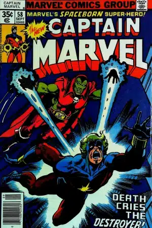 Couverture de CAPTAIN MARVEL (1968) #58 - par Dave Cockrum - lecubeacomics.com