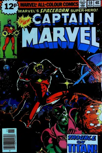 Couverture de CAPTAIN MARVEL (1968) #59 - par Pat Broderick - lecubeacomics.com