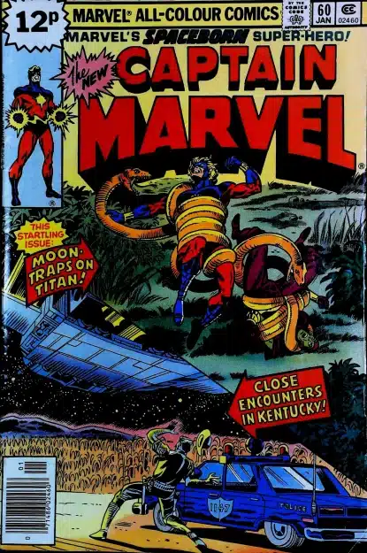 Couverture de CAPTAIN MARVEL (1968) #60 - par Herb Trimpe - lecubeacomics.com