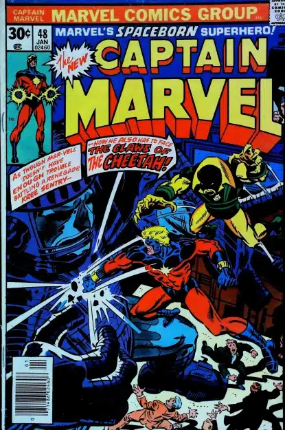 Couverture de CAPTAIN MARVEL (1968) #48 - par Al Milgrom - lecubeacomics.com