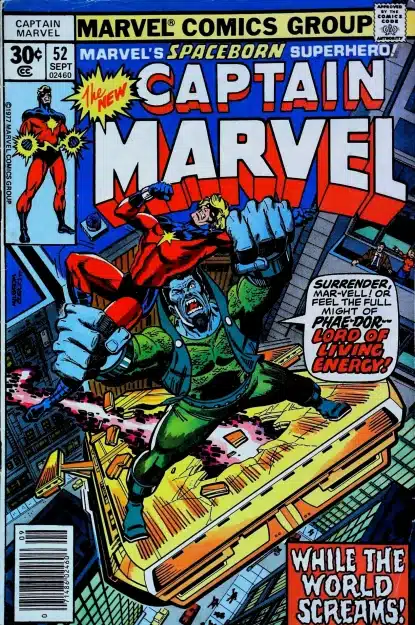 Couverture de CAPTAIN MARVEL (1968) #52 - par Al Milgrom - lecubeacomics.com