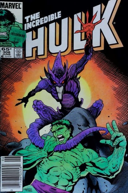 Couverture de INCREDIBLE HULK (1962) #308 - par Mike Mignola - lecubeacomics.com