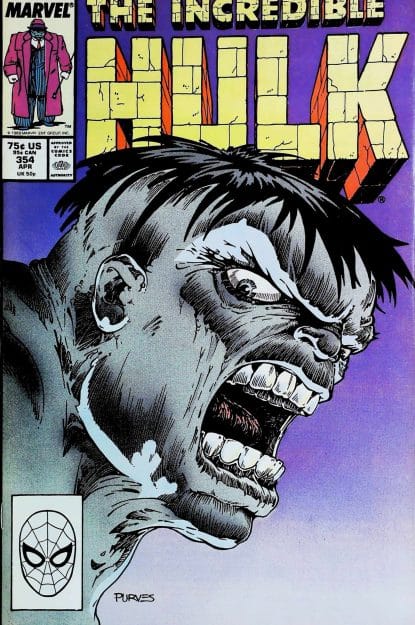 Couverture de INCREDIBLE HULK (1962) #354 - par Jeff Purves - lecubeacomics.com