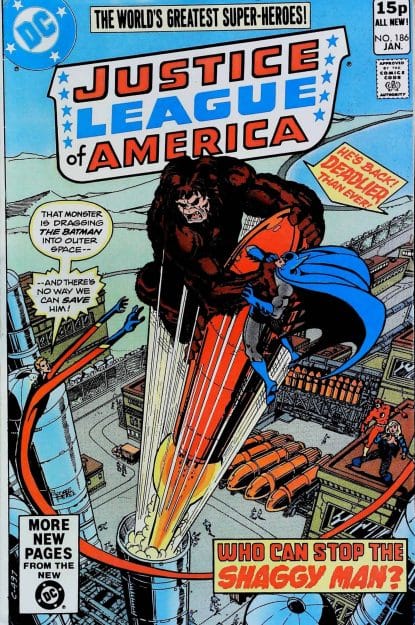 Couverture de JUSTICE LEAGUE OF AMERICA (1960) #186 - par George Perez - lecubeacomics.com