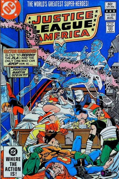 Couverture de JUSTICE LEAGUE OF AMERICA (1960) #205 - par George Perez - lecubeacomics.com
