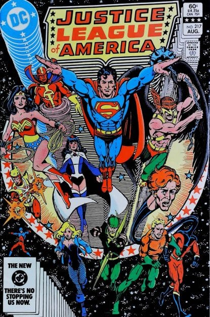 Couverture de JUSTICE LEAGUE OF AMERICA (1960) #217 - par George Perez - lecubeacomics.com