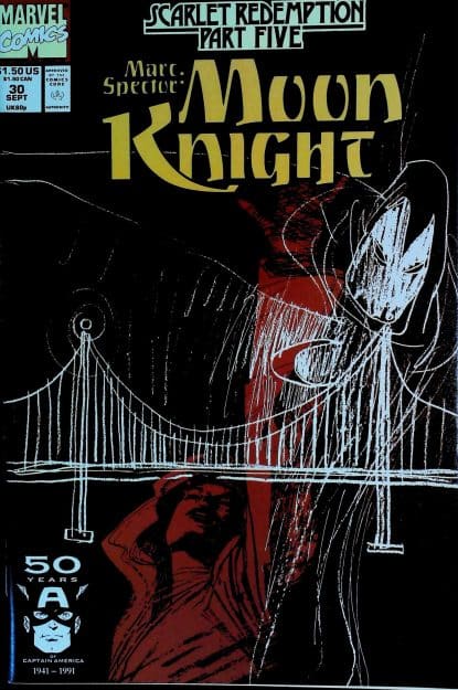 Couverture de MARC SPECTOR - MOON KNIGHT (1989) #30 - par Bill Sienkiewicz - lecubeacomics.com