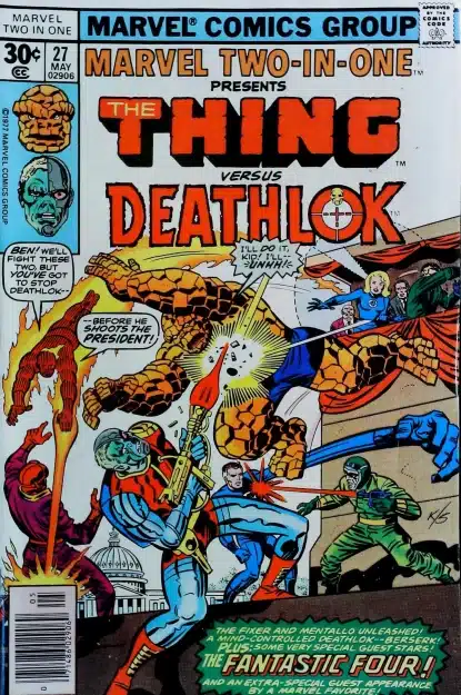 Couverture de MARVEL TWO-IN-ONE (1974) #27 - par Jack Kirby - lecubeacomics.com