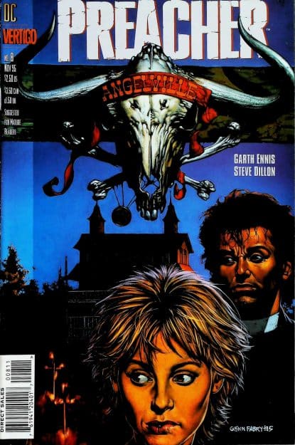 Couverture de PREACHER (1995) #8 - par Glenn Fabry - lecubeacomics.com