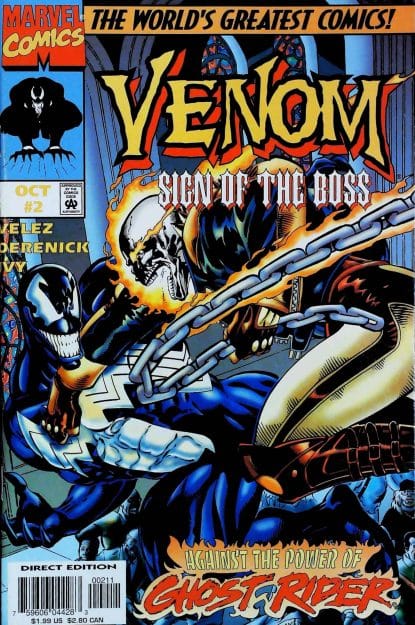 Couverture de VENOM : SIGN OF THE BOSS #2 - par Tom Derenick - lecubeacomics.com