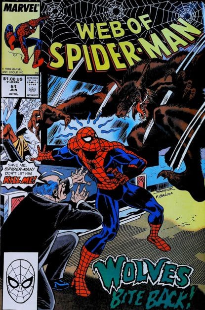 Couverture de WEB OF SPIDER-MAN (1985) #51 - par Alex Saviuk - lecubeacomics.com