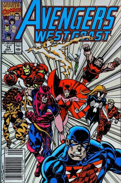 Couverture de AVENGERS WEST COAST (1985) #74 - par Tom Morgan - lecubeacomics.com