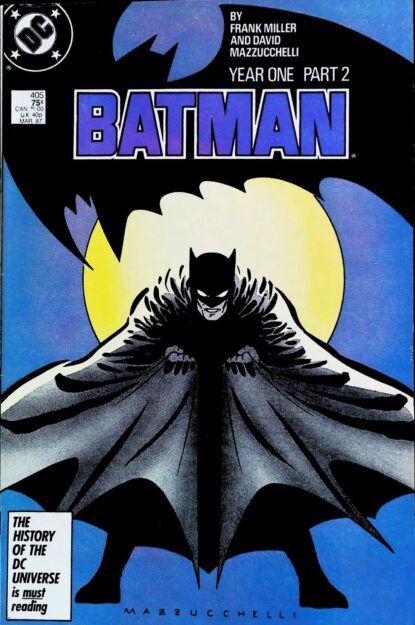 Couverture de BATMAN (1940) #405 - par David Mazzucchelli - lecubeacomics.com