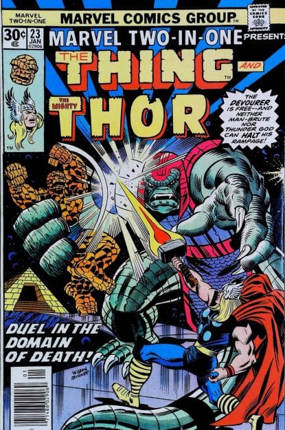 Couverture de MARVEL TWO-IN-ONE (1974) #23 - par Ron Wilson - lecubeacomics.com