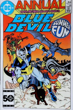 Couverture de BLUE DEVIL (1986) ANNUAL #1 - par Paris Cullins - lecubeacomics.com