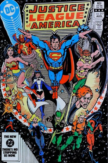 Couverture de JUSTICE LEAGUE OF AMERICA (1960) #217 - par George Perez - lecubeacomics.com