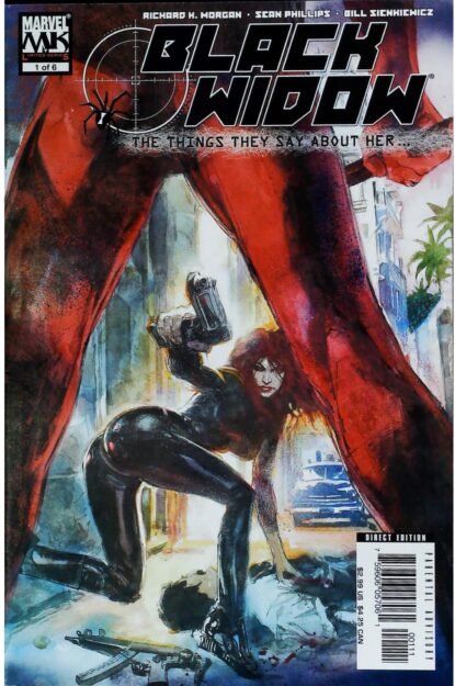 Couverture de BLACK WIDOW : THE THING THEY SAY ABOUT HER (2005) COMPLETE SET #1-4 - par Bill Sienkiewicz - lecubeacomics.com
