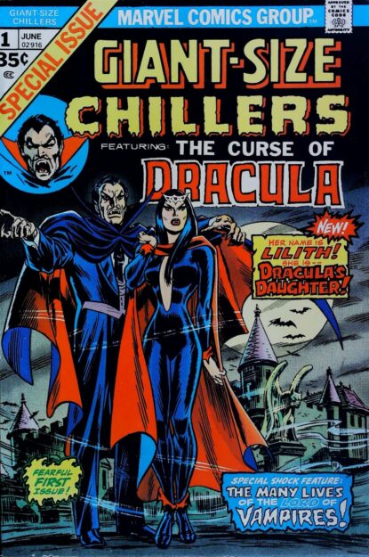 Couverture de GIANT-SIZE CHILLERS FEAT. DRACULA (1974) #1 - par John Romita Sr - lecubeacomics.com