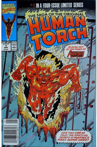 Couverture de SAGA OF THE ORIGINAL HUMAN TORCH (1990) COMPLETE SET #1-4 - par Rich Buckler - lecubeacomics.com