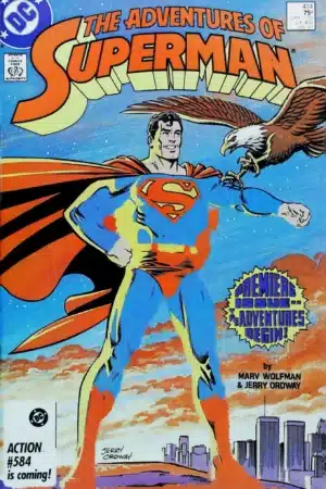 Couverture de ADVENTURES OF SUPERMAN #424 - par Jerry Ordway - lecubeacomics.com
