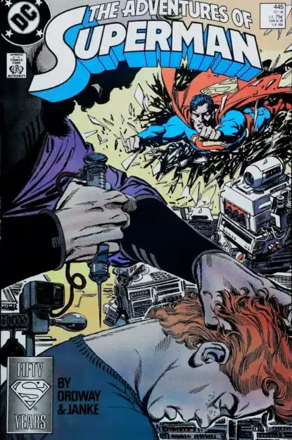 Couverture de ADVENTURES OF SUPERMAN #445 - par Jerry Ordway - lecubeacomics.com