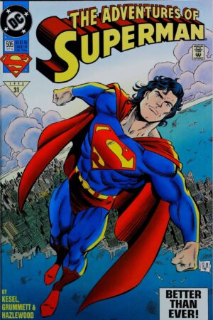 Couverture de ADVENTURES OF SUPERMAN #505 - Direct edition - par Tom Grummett - lecubeacomics.com
