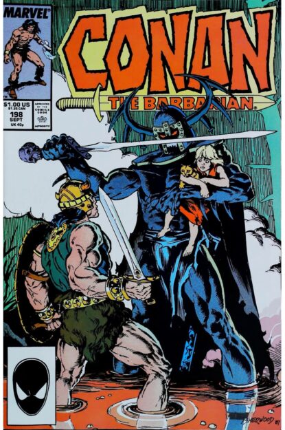 Couverture de CONAN THE BARBARIAN (1970) #198 - par Geof Isherwood - lecubeacomics.com
