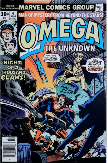 Couverture de OMEGA THE UNKNOWN (1976) #4 - par Ed Hannigan - lecubeacomics.com