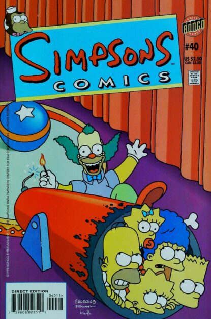 Couverture de SIMPSONS COMICS (1993) #40 - par Bill Morrison - lecubeacomics.com