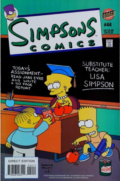 Couverture de SIMPSONS COMICS (1993) #44 - par Bill Morrison - lecubeacomics.com
