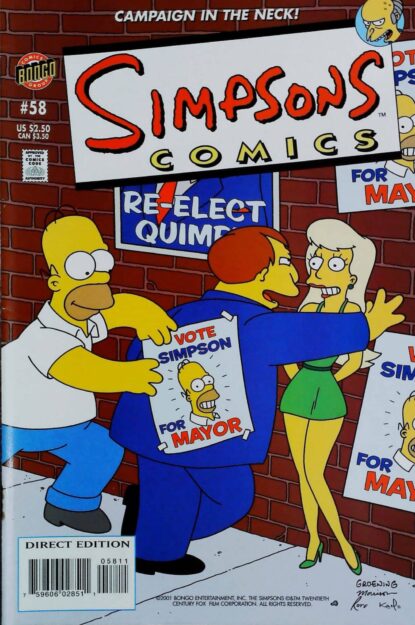 Couverture de SIMPSONS COMICS (1993) #58 - par Bill Morrison - lecubeacomics.com