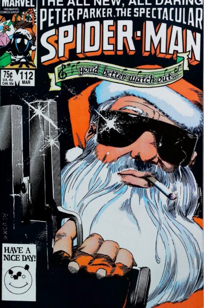 Couverture de SPECTACULAR SPIDER-MAN (1976) #112 - par Kyle Baker - lecubeacomics.com