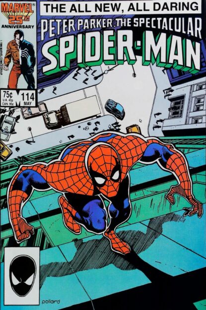 Couverture de SPECTACULAR SPIDER-MAN (1976) #114 - par Keith Pollard - lecubeacomics.com