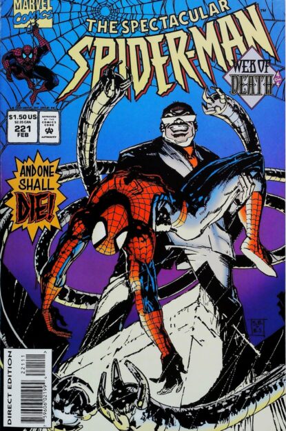 Couverture de SPECTACULAR SPIDER-MAN (1976) #221 - par Bill Sienkiewicz - lecubeacomics.com
