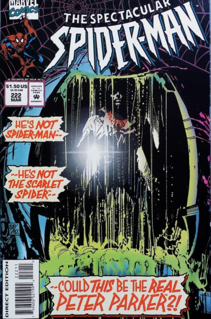 Couverture de SPECTACULAR SPIDER-MAN (1976) #222 - par Bill Sienkiewicz - lecubeacomics.com