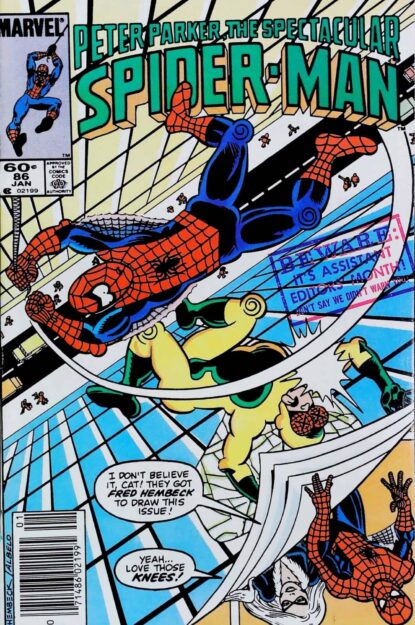 Couverture de SPECTACULAR SPIDER-MAN (1976) #86 - par Fred Hembeck - lecubeacomics.com