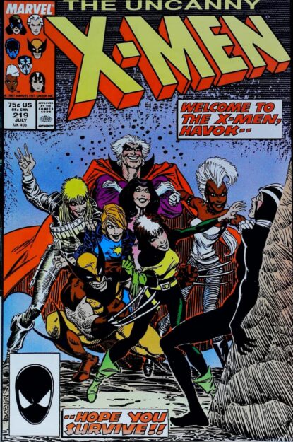 Couverture de UNCANNY X-MEN (1963) #219 - par Bret Blevins - lecubeacomics.com