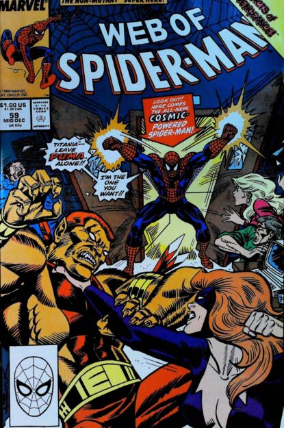 Couverture de WEB OF SPIDER-MAN (1985) #59 - par Alex Saviuk - lecubeacomics.com