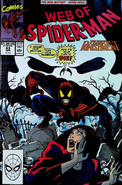 Couverture de WEB OF SPIDER-MAN (1985) #63 - par Alex Saviuk - lecubeacomics.com