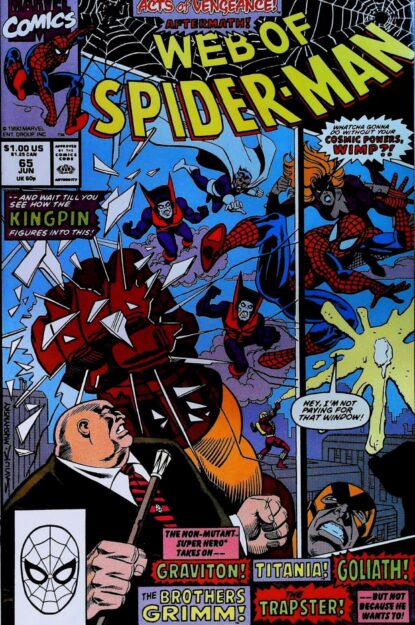 Couverture de WEB OF SPIDER-MAN (1985) #65 - par Alex Saviuk - lecubeacomics.com