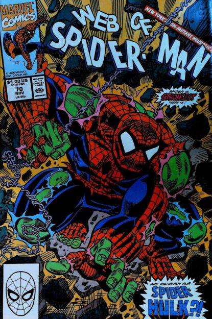Couverture de WEB OF SPIDER-MAN (1985) #70 - par Alex Saviuk - lecubeacomics.com