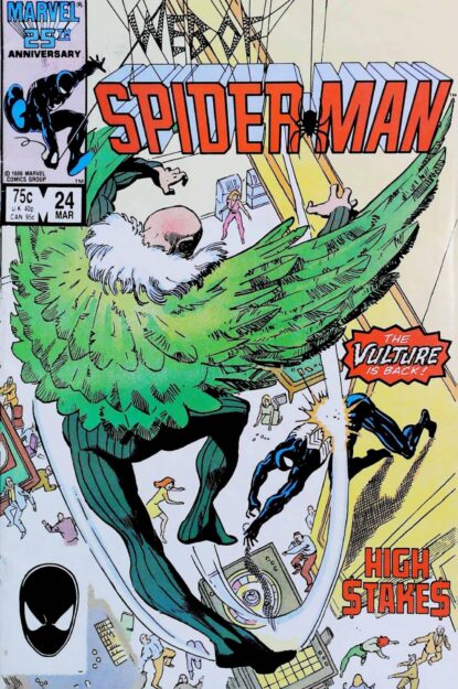 Couverture de WEB OF SPIDER-MAN (1985) #24 - par Kyle Baker - lecubeacomics.com