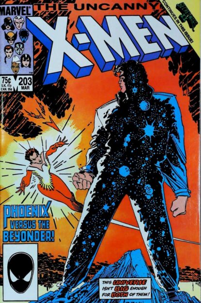 Couverture de UNCANNY X-MEN (1963) #203 - par John Romita Jr. - lecubeacomics.com
