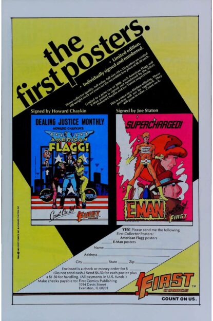AMERICAN FLAGG (1983) #3 - First Comics - lecubeacomics.com Couverture de AMERICAN FLAGG (1983) #3 - par Howard Chaykin - lecubeacomics.com